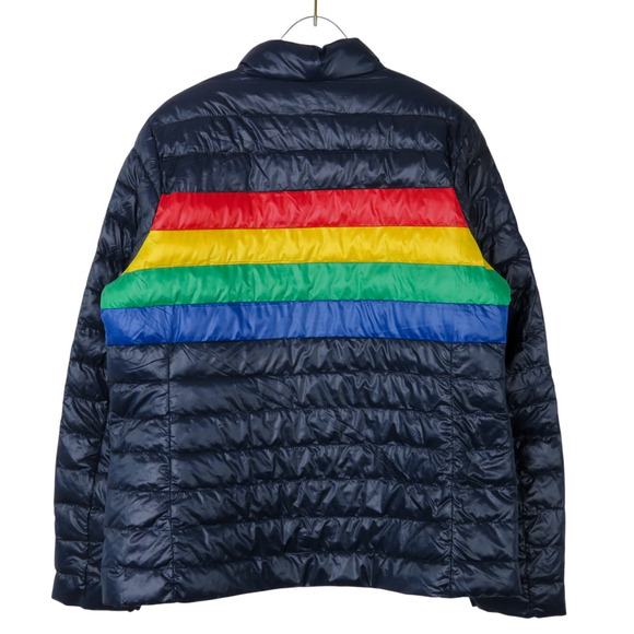 Primary Adult Puffer Jacket In Stripe Medium Unisex Fit Navy Blue Rainbow - Picture 5 of 6